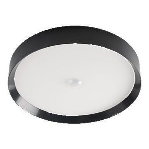 Flache Deckenleuchte mit weißem Diffusor und elegantem schwarzem Rand – modernes Design für Wohn- und Arbeitsbereiche