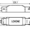Technische Zeichnung des Loxone Stromsensors mit Abmessungen und Anschlussdetails für präzise Montage und Integration