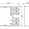 Technische Skizze des Loxone Tree to Air Bridge Moduls mit genauen Maßangaben zur Montage und Verdrahtung