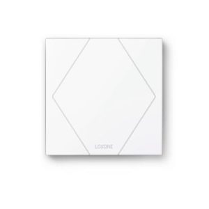 Loxone Touch Pure Taster in elegantem Weiß – kapazitiver Glas-Taster für stilvolle Smart Home Bedienung durch Elektro Maschler