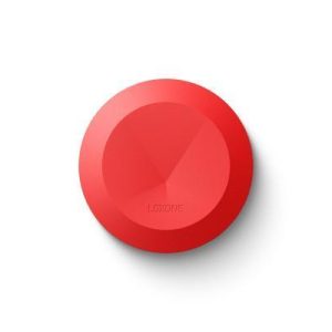 Roter Loxone Touch Surface Taster zur Montage unter Oberflächen wie Holz, Stein oder Glas