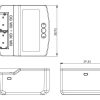 Technische Zeichnung des Loxone Nano Motor Controller Tree mit Abmessungen – zeigt Gehäusegröße und Anschlussdetails zur Integration in Smart-Home-Systeme