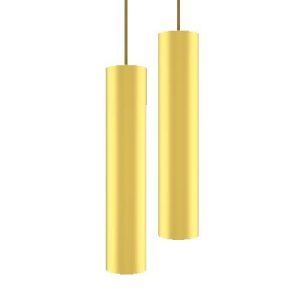 Moderne Pendelleuchten in zylindrischer Form mit goldfarbener Oberfläche – stilvolle Beleuchtung für Wohn- oder Essbereiche