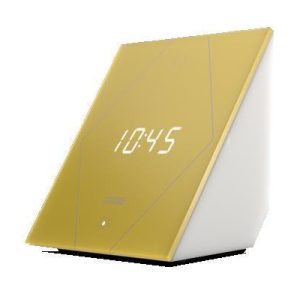 Loxone Touch Nightlight in exklusiver Goldoptik – elegantes Nachttischgerät mit Uhr, Licht und Smart Home Funktionen von Elektro Maschler