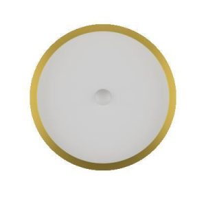Moderne Deckenleuchte mit flachem Design, weißem Diffusor und elegantem goldfarbenem Rahmen – stilvolle Beleuchtung für Wohnbereiche