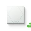 Weißer Loxone Touch Pure Taster mit CO₂-Funktion zur Steuerung von Licht, Beschattung, Musik und Raumluftqualität im intelligenten Gebäude