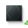 Zweifach vorhandene Darstellung des Loxone Touch Pure Tasters in Anthrazit mit CO₂-Funktion zur Überwachung der Luftqualität und Steuerung von Smart Home Funktionen