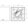 Maßzeichnung des Loxone Touch Pure CO₂-Tasters in Anthrazit – 90 x 90 mm Frontansicht, 16 mm Tiefe, Rückseite mit Anschlussdetails zur Raumluft- und Smart Home Steuerung