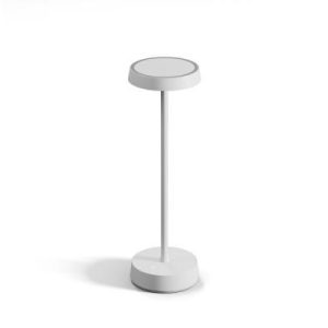 Elegante weiße Loxone Touch Tischlampe mit Bedienfeld – ideal für smarte Lichtsteuerung im Wohnbereich