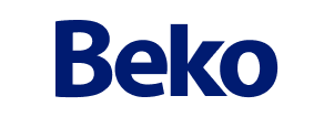 Schriftzug 'Beko' in dunkelblauer Farbe mit modernem, abgerundeten Design.