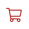 Rotes Einkaufswagen-Symbol als Vektorgrafik – geeignet für Online-Shops, E-Commerce-Darstellungen oder als Shop-Button auf Webseiten