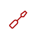 Rotes Schraubenzieher-Symbol als Vektorgrafik – ideal für Darstellungen von Reparatur-, Montage- oder Serviceleistungen auf Webseiten oder Printmaterialien