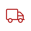 Rotes LKW-Symbol als Vektorgrafik – geeignet für Versand-, Liefer- oder Logistikdarstellungen auf Webseiten oder Printmaterialien